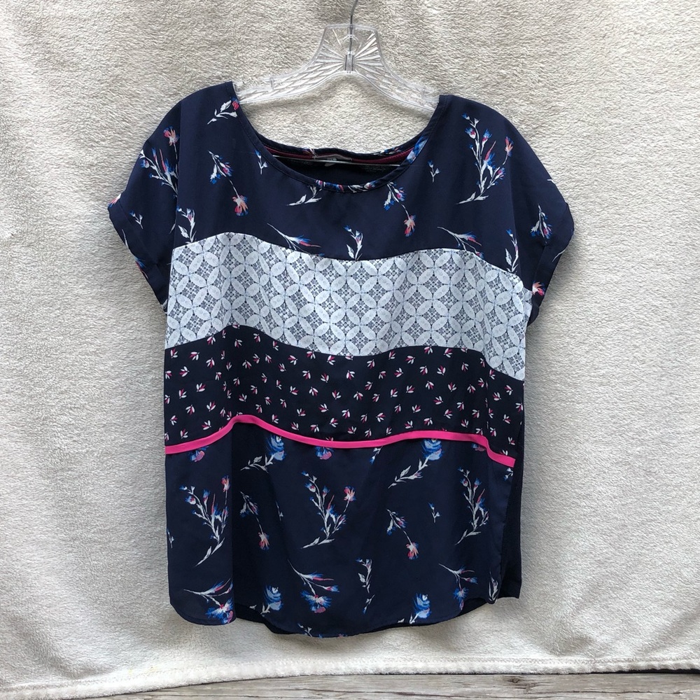 Maurices navy floral patchwork tshirt blouse